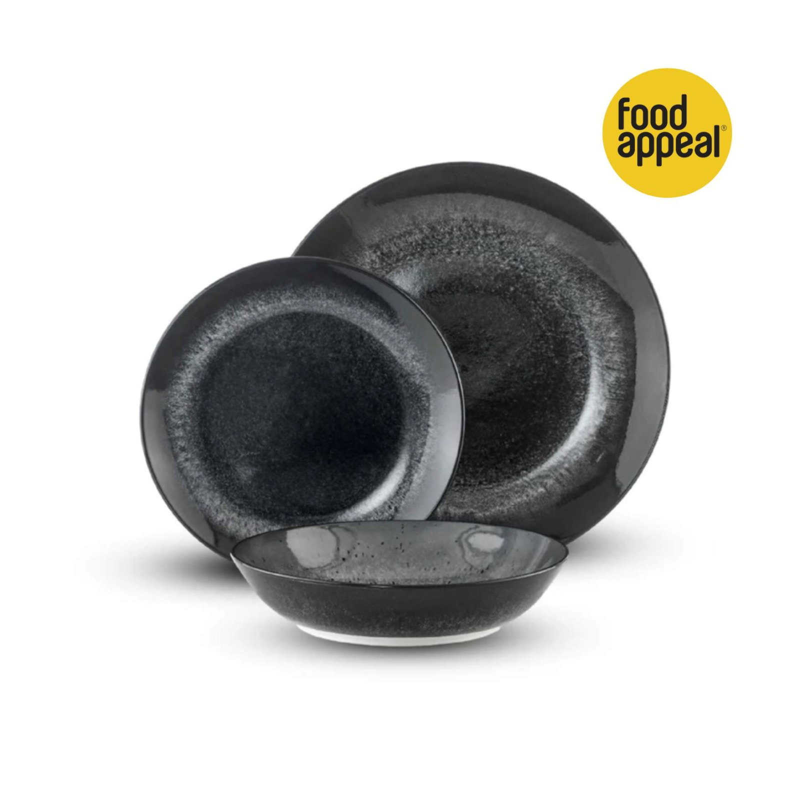 סט צלחות אוכל - 18 חלקים פורצלן BATIK BLACK - פוד אפיל, מתנות לעובדים - סמארט פרסום