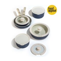 סט סירים 12 חלקים עם ידית נשלפת, סדרת פלקסי FLEXI כחול - פוד אפיל, מתנות חג לעובדים - סמארט פרסום