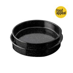 סט 2 תבניות עגולות אמייל, שחור 40434 ENAMELWARE, פוד אפיל. מתנות לעובדים סמארט פרסום
