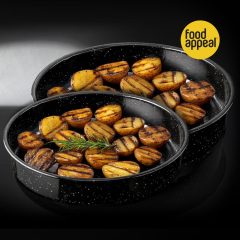 סט 2 תבניות עגולות אמייל, שחור 40434 ENAMELWARE, פוד אפיל. מתנות לעובדים סמארט פרסום